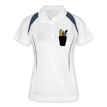 Pen - Brush - Ruler - Women's Polo breathable - white/navy - Front
