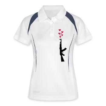 AK47 bras thème anti-guerre et les cœurs - Polo respirant Femme - blanc/marine - Devant