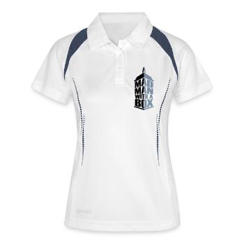 A Mad Man In A Box - Frauen Polo atmungsaktiv - Weiß/Navy - Vorne