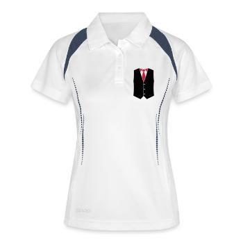 Weste mit Krawatte, 2fb - Frauen Polo atmungsaktiv - Weiß/Navy - Vorne