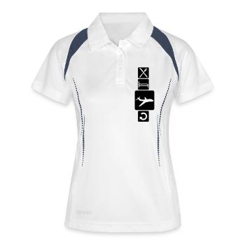 boutons de voyage du monde mangent sommeil répéter - Polo respirant Femme - blanc/marine - Devant