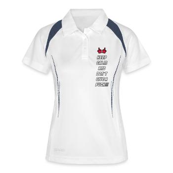 Reste calme N’en a rien à foutre 002 - Polo respirant Femme - blanc/marine - Devant
