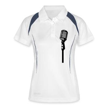 Oldschool Microphone - Polo respirant Femme - blanc/marine - Devant