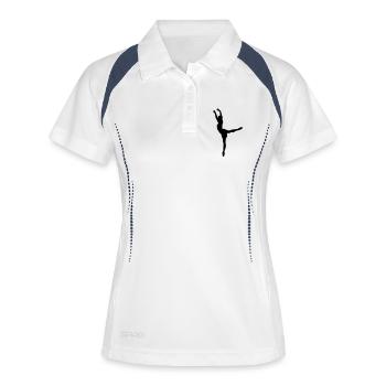 Vektor Balletttänzer Silhouette - Frauen Polo atmungsaktiv - Weiß/Navy - Vorne