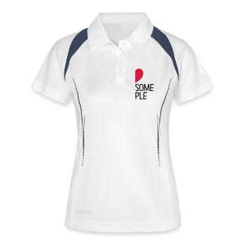Awesome Couple. Part1 - Frauen Polo atmungsaktiv - Weiß/Navy - Vorne