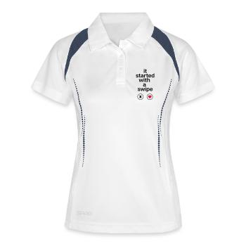 it started with a swipe - Frauen Polo atmungsaktiv - Weiß/Navy - Vorne