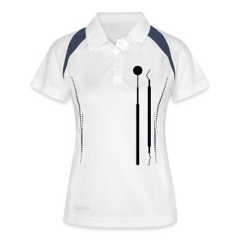 Zahnarzt - Frauen Polo atmungsaktiv - Weiß/Navy - Vorne