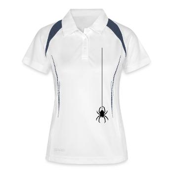 spinne am faden - Frauen Polo atmungsaktiv - Weiß/Navy - Vorne