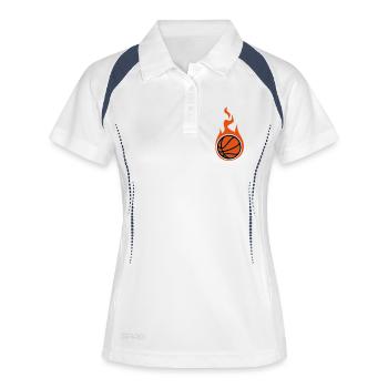 basketball avec des flammes - Polo respirant Femme - blanc/marine - Devant