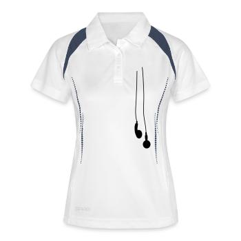 MOBILE MUSIC - Polo respirant Femme - blanc/marine - Devant