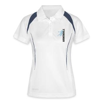 Handball - seitlich - Frauen Polo atmungsaktiv - Weiß/Navy - Vorne