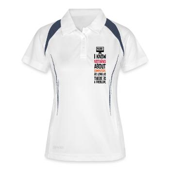 I KNOW NOTHING ABOUT COMPUTERS - Frauen Polo atmungsaktiv - Weiß/Navy - Vorne