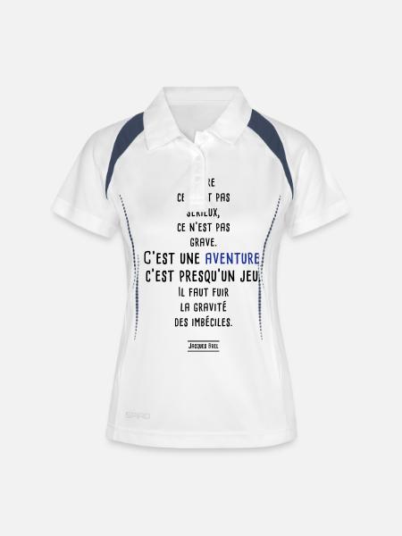 jacques brel - Polo respirant Femme - blanc/marine