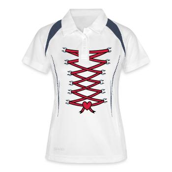 Korsett Herz - Frauen Polo atmungsaktiv - Weiß/Navy - Vorne