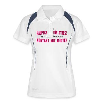 Hauptgrund für Stress - Frauen Polo atmungsaktiv - Weiß/Navy - Vorne