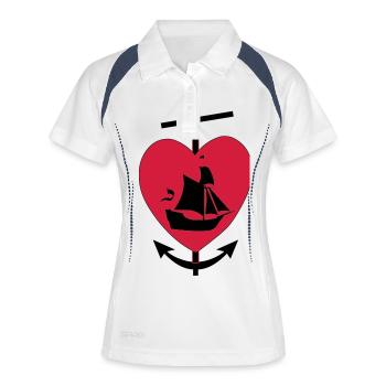 foi, l'espérance, l'amour - Polo respirant Femme - blanc/marine - Devant