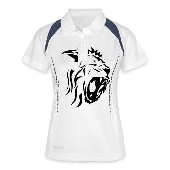 tribal lion gueule rugit3 - Polo respirant Femme - blanc/marine - Devant