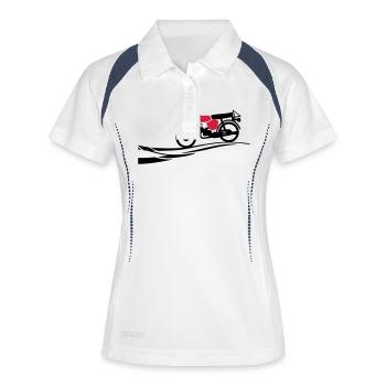 Fahrzeug - Simson S51 - Frauen Polo atmungsaktiv - Weiß/Navy - Vorne