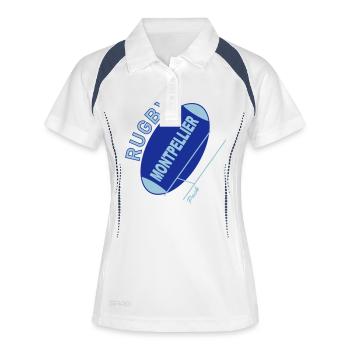 rugby montpellier - Polo respirant Femme - blanc/marine - Devant