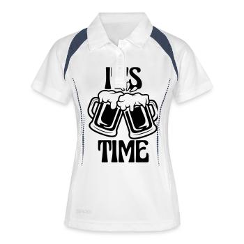 It s Bier - Frauen Polo atmungsaktiv - Weiß/Navy - Vorne