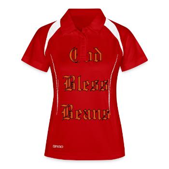 GodBlessBeans - Frauen Polo atmungsaktiv - Weiß/Navy - Vorne
