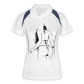 dame en bikini - Polo respirant Femme - blanc/marine - Devant