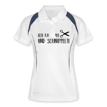 ich kam, sah und schnippelte - Frauen Polo atmungsaktiv - Weiß/Navy - Vorne