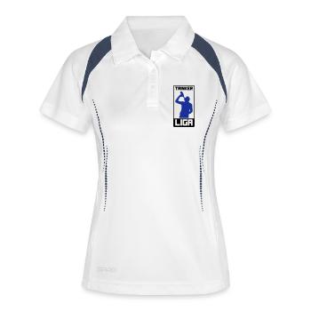 trinker liga - Frauen Polo atmungsaktiv - Weiß/Navy - Vorne