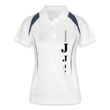 J - Frauen Polo atmungsaktiv - Weiß/Navy - Vorne