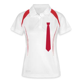 cravate rayée / deux tons cravate - Polo respirant Femme - blanc/marine - Devant