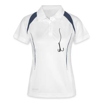 Angelhaken Angeln - Frauen Polo atmungsaktiv - Weiß/Navy - Vorne