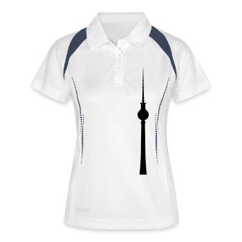 Fernsehturm Berlin - Frauen Polo atmungsaktiv - Weiß/Navy - Vorne