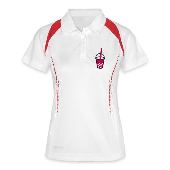 Bubble Tea - Frauen Polo atmungsaktiv - Weiß/Navy - Vorne