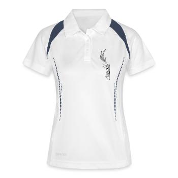 Demi-cerf fait de triangles - Polo respirant Femme - blanc/marine - Devant