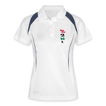 3 Gänge Gears Graffiti V-Form - Frauen Polo atmungsaktiv - Weiß/Navy - Vorne