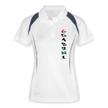 6 Gänge Gears Graffiti - Frauen Polo atmungsaktiv - Weiß/Navy - Vorne