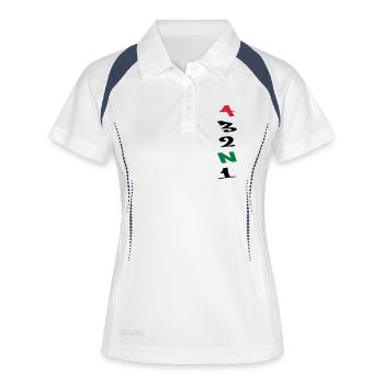 4 Gears Graffiti - Frauen Polo atmungsaktiv - Weiß/Navy - Vorne