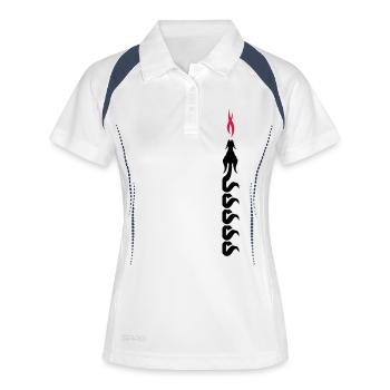 draak - Frauen Polo atmungsaktiv - Weiß/Navy - Vorne