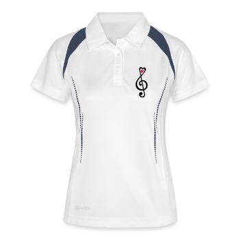 Musique, notes, coeur, classique, clef sol, Choir, - Polo respirant Femme - blanc/marine - Devant