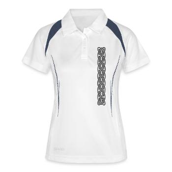 celtic-band2 - Frauen Polo atmungsaktiv - Weiß/Navy - Vorne