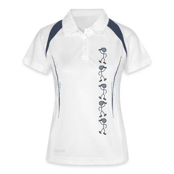 saufmaennchen_2_farbig_5_mal_untereinand - Frauen Polo atmungsaktiv - Weiß/Navy - Vorne