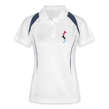 modèle tour 3 licornes - Polo respirant Femme - blanc/marine - Devant