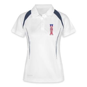 usa_design_1 - Frauen Polo atmungsaktiv - Weiß/Navy - Vorne