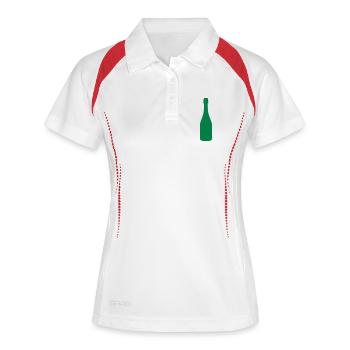 Sekt - Flasche - Frauen Polo atmungsaktiv - Weiß/Navy - Vorne