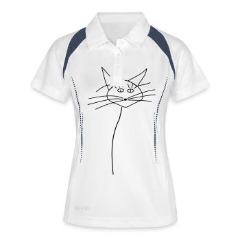 Katze Missblackcatalt5_1fabrig - Frauen Polo atmungsaktiv - Weiß/Navy - Vorne