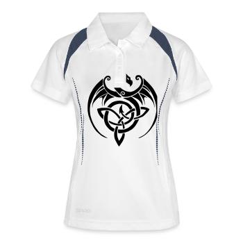 Drache1 - Frauen Polo atmungsaktiv - Weiß/Navy - Vorne