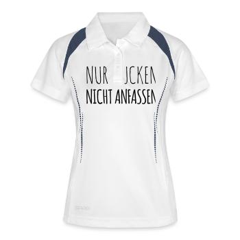 Nur gucken – Nicht anfassen (dh) - Frauen Polo atmungsaktiv - Weiß/Navy - Vorne