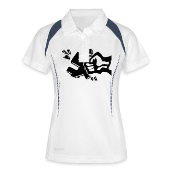 Gegen Nazis - Frauen Polo atmungsaktiv - Weiß/Navy - Vorne