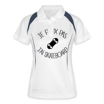 Je peux pas j'ai Skate - Polo respirant Femme - blanc/marine - Devant