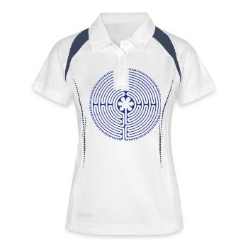 Labyrinth von Chartres - Frauen Polo atmungsaktiv - Weiß/Navy - Vorne